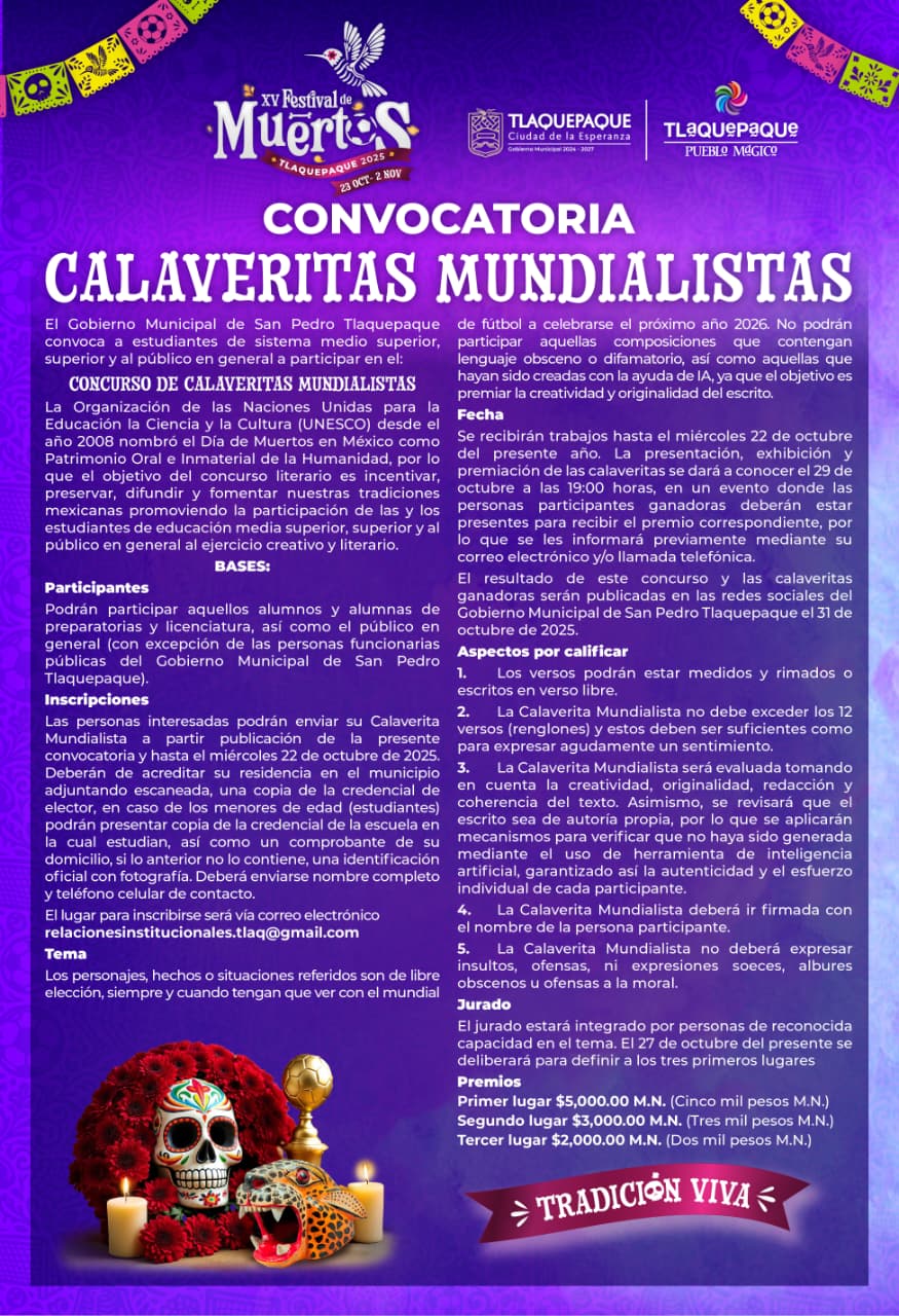 TLAQUEPAQUE CONVOCA A PARTICIPAR EN 